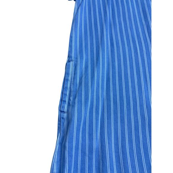Blu Pepper Blue White Striped Button Back Dress L Short Sleeve Casual Shift - Picture 4 of 6